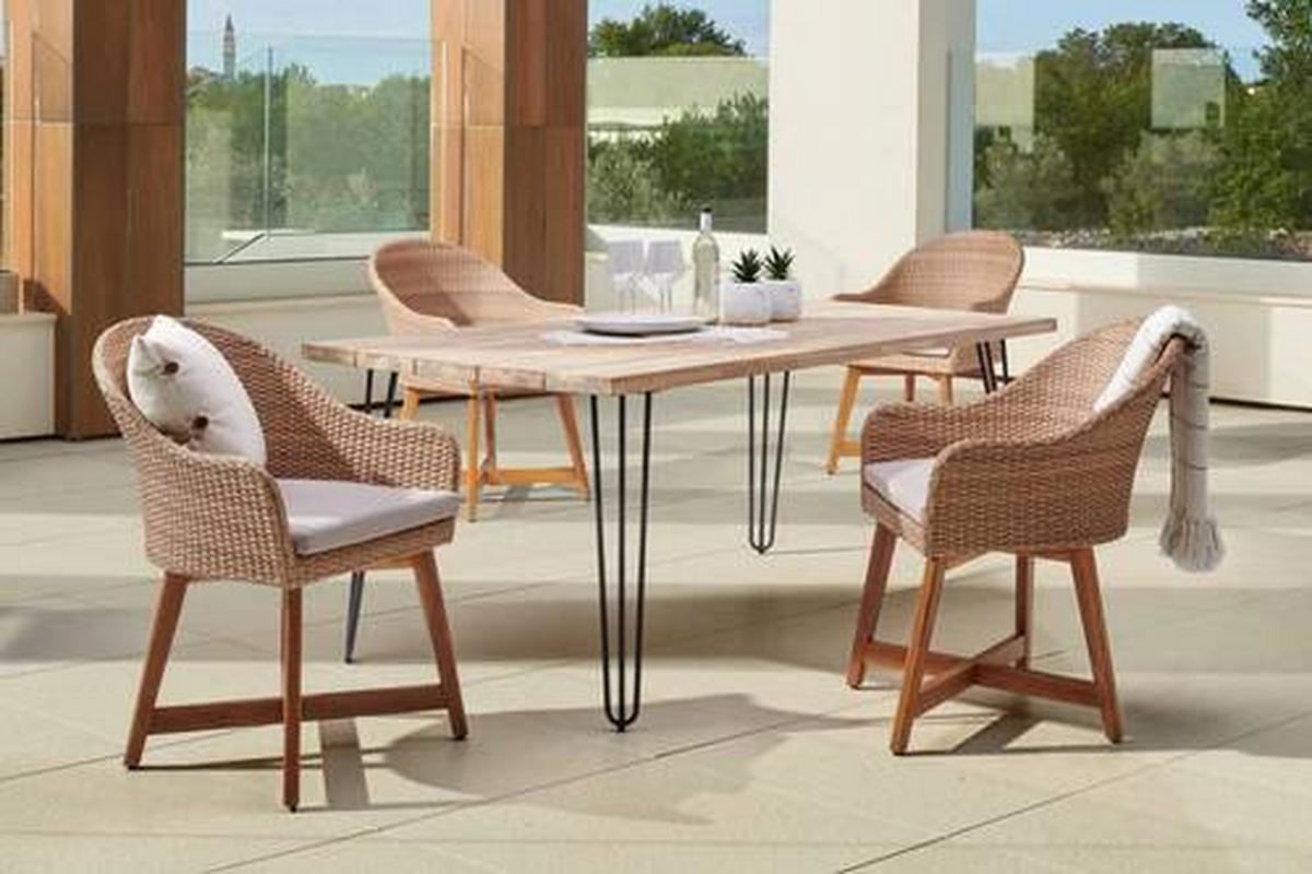 Gartensessel Melanie Aus Kunststoffgeflecht mit Polster - Hellbraun, MODERN, Holz/Kunststoff (62/86/64cm) - Beldano