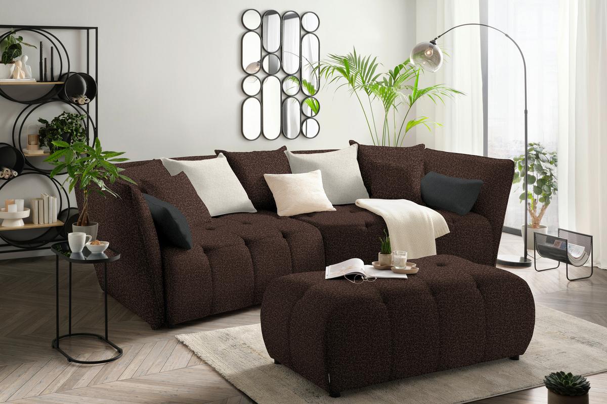 Boxspringová pohovka SOFI, hnědá, béžová - šedá/černá, Moderní, textil (294/93/152cm) - Premium Living