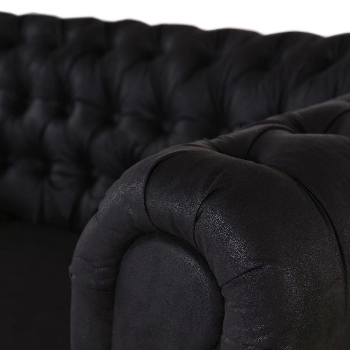Chesterfield-Sofa Slopes Dunkelgrau 3-Sitzer - Dunkelgrau/Dunkelbraun, KONVENTIONELL, Textil (203/79/93cm) - Livetastic