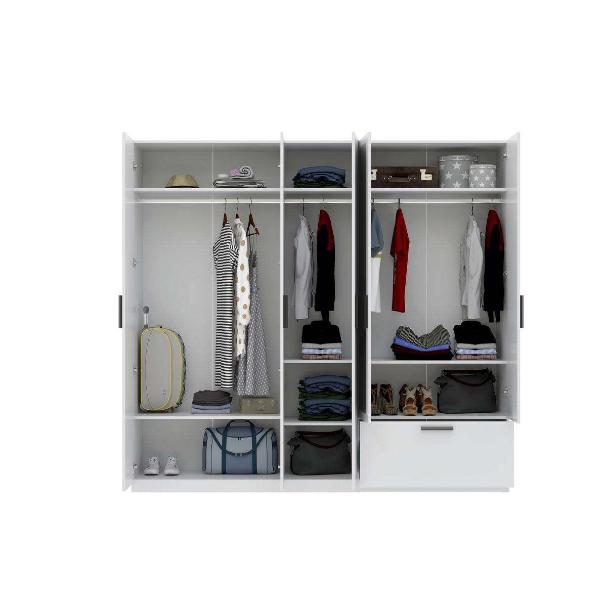 SKRIŇA S OTOČNÝMI DVERAMI MILOS 5T1S - čierna/biela, Modern, kompozitné drevo/plast (225/210/54cm)