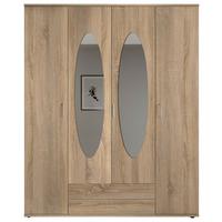 Drehtürenschrank Mit Spiegel 159cmpaul,eiche Sonoma 4-Türig - Sonoma Eiche, Basics, Glas/Holzwerkstoff (159/196/54cm)