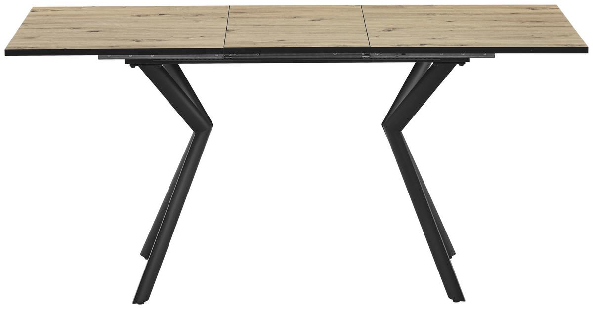 Ausziehtisch Marcel Giga 120AZ Melamin Eiche, B: 120-160cm - Eichefarben/Schwarz, MODERN, Holzwerkstoff/Metall (120-160/80/76cm)