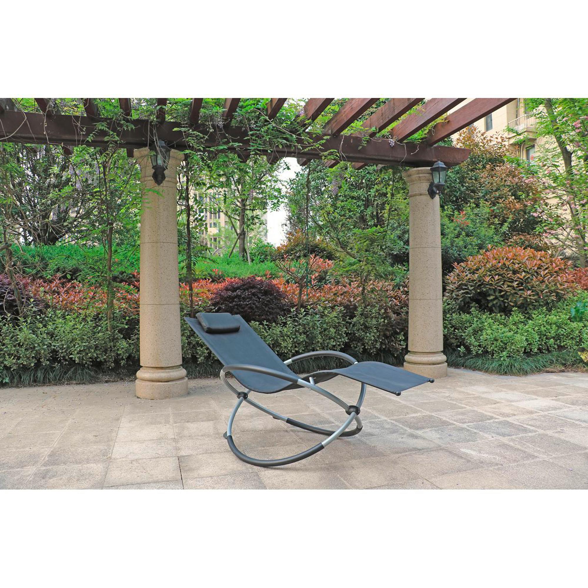 Schaukelliege Milos Kunststoff/Metall inkl. Kissen - Dunkelgrau/Schwarz, Basics, Kunststoff/Metall (162/78/66-105cm) - Gardenson