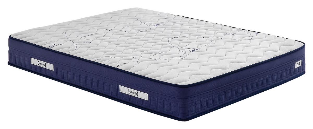Taschenfederkernmatratze Athletic 90x200 Cm H3 H: 28 Cm - Weiß/Dunkelblau, Basics, Textil (90/200cm) - Yatas