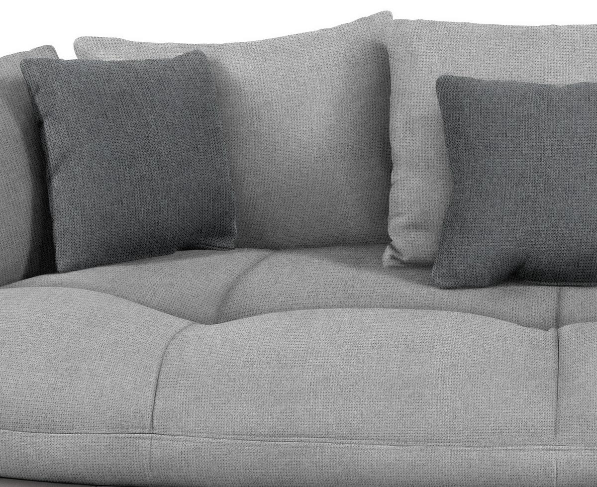 Big Sofa Aruba mit Kissen Grau/Hellgrau Lederlook - Hellgrau/Schwarz, LIFESTYLE, Textil (238/80/140cm)