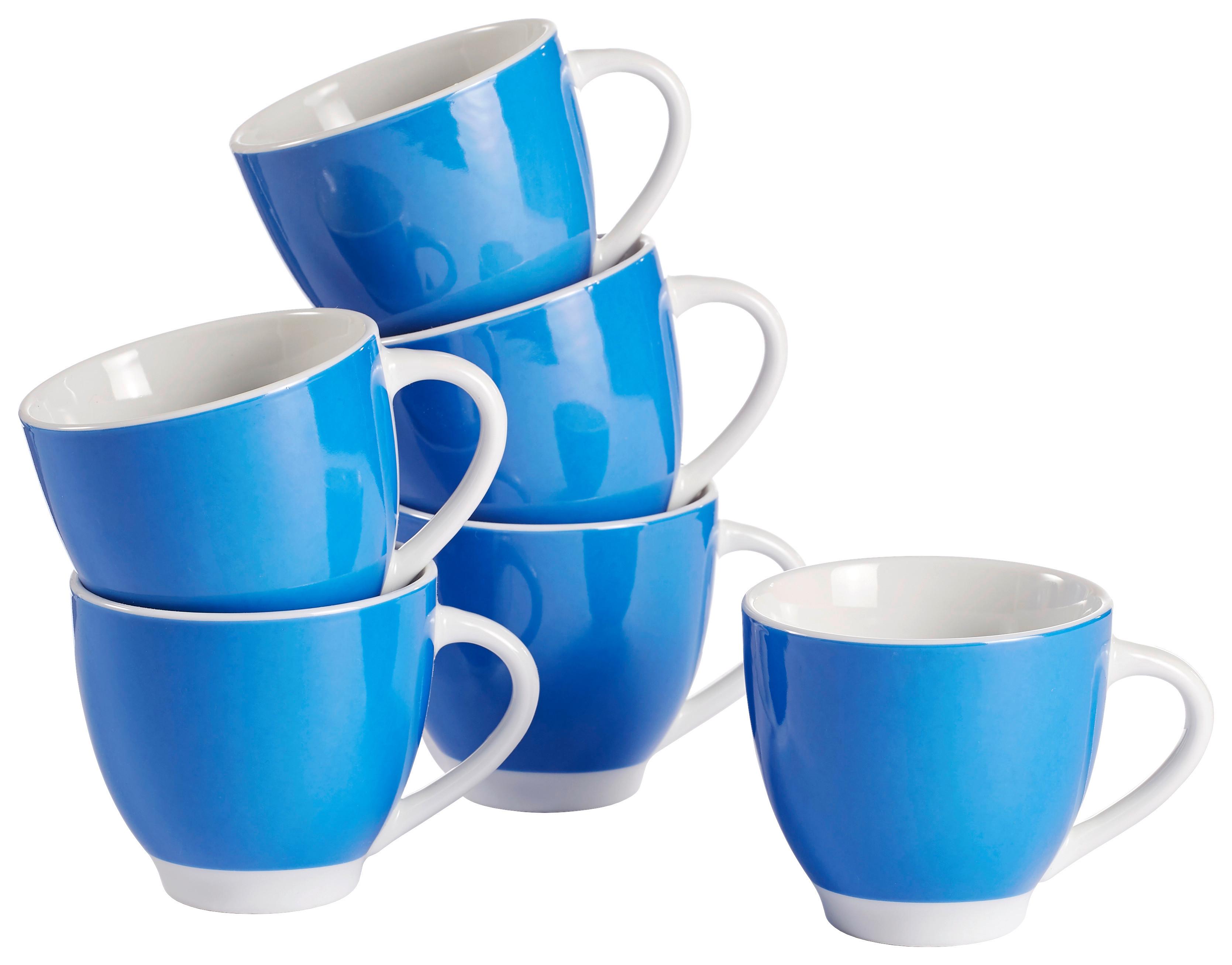 Tassenset Blau Weiß 6-teilig - Blau/Weiß, Basics, Keramik (0,2l) - Van Well