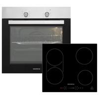 Einbauherd-Set B: 59,5 cm Induktion/ Autark - Edelstahlfarben/Schwarz, Trend, Glas/Metall (59,5/55,5/56,5cm) - Respekta