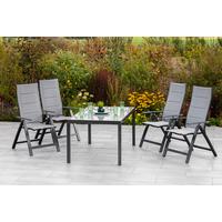 Gartensessel Klappbar Florenz Aluminium/Textil - Dunkelgrau/Graphitfarben, KONVENTIONELL, Textil/Metall (63/118/73cm) - Gardenson