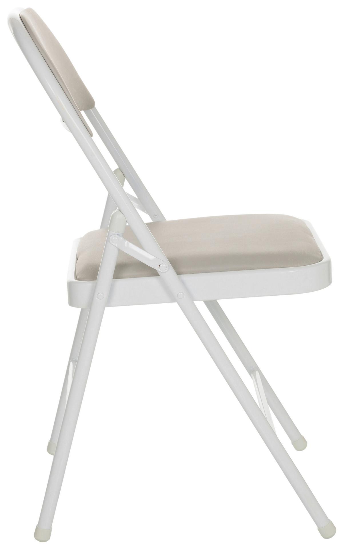 Klappstuhl Tudela W - Weiß/Grau, Basics, Leder/Metall (44/80/49cm) - MID.YOU