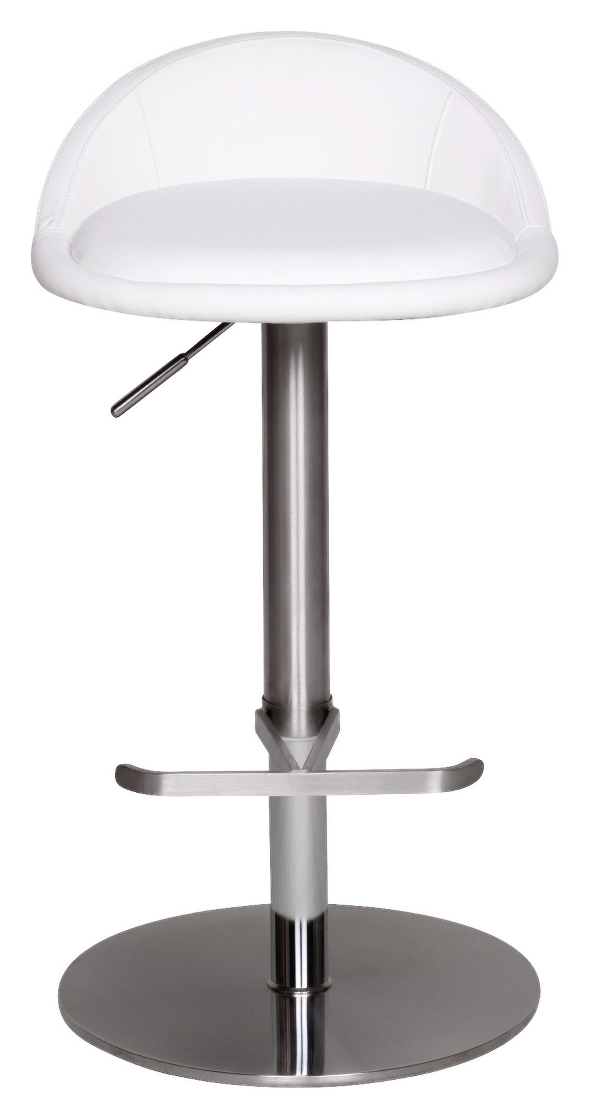 Barhocker höhenverstellbar Mit Lehne Lederlook Weiß - Silberfarben/Weiß, MODERN, Textil/Metall (43/65/43cm) - MID.YOU