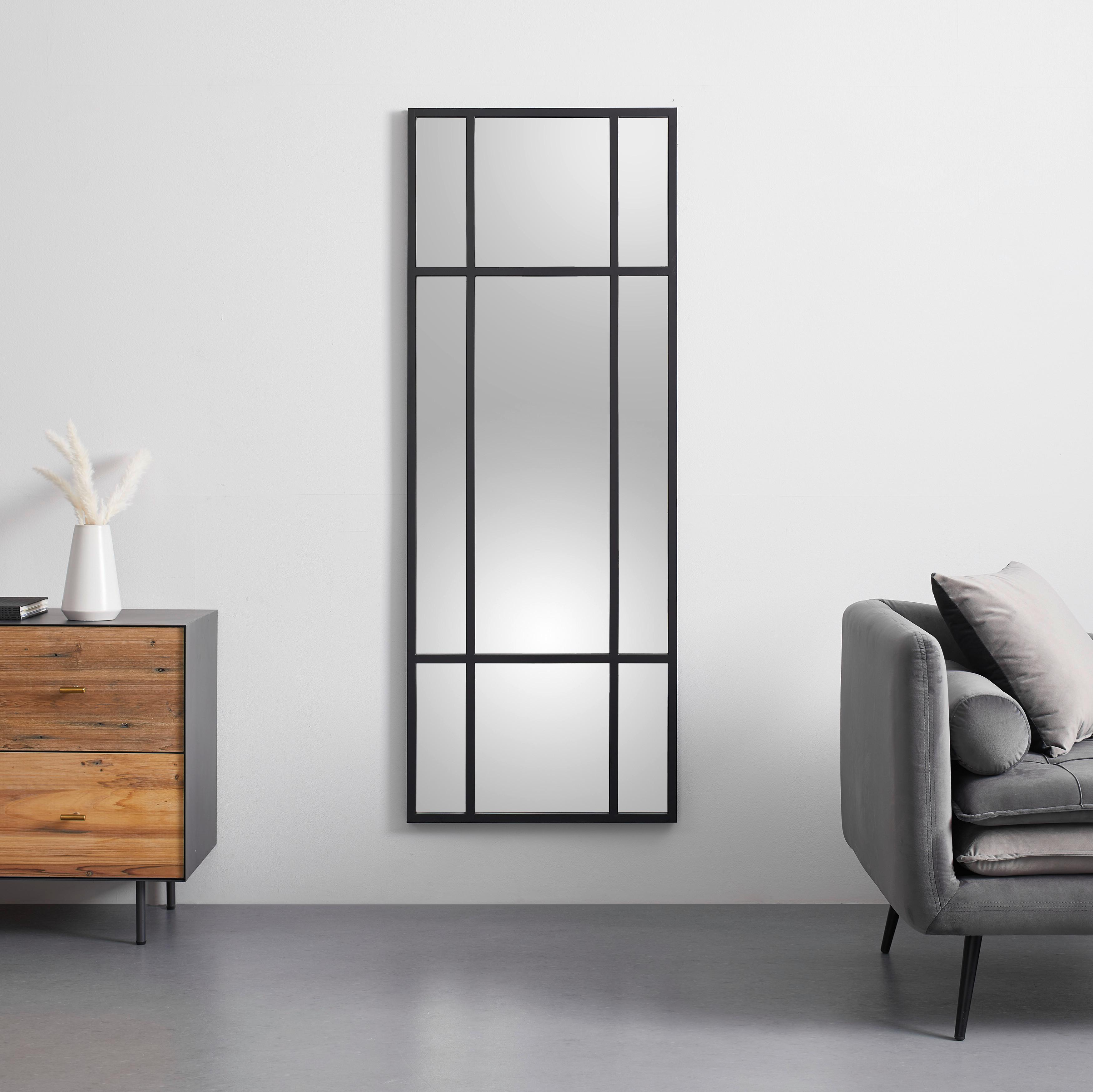 Zrkadlo JILL - čierna, Modern, kov/kompozitné drevo (60/160/3cm) - Bessagi Home