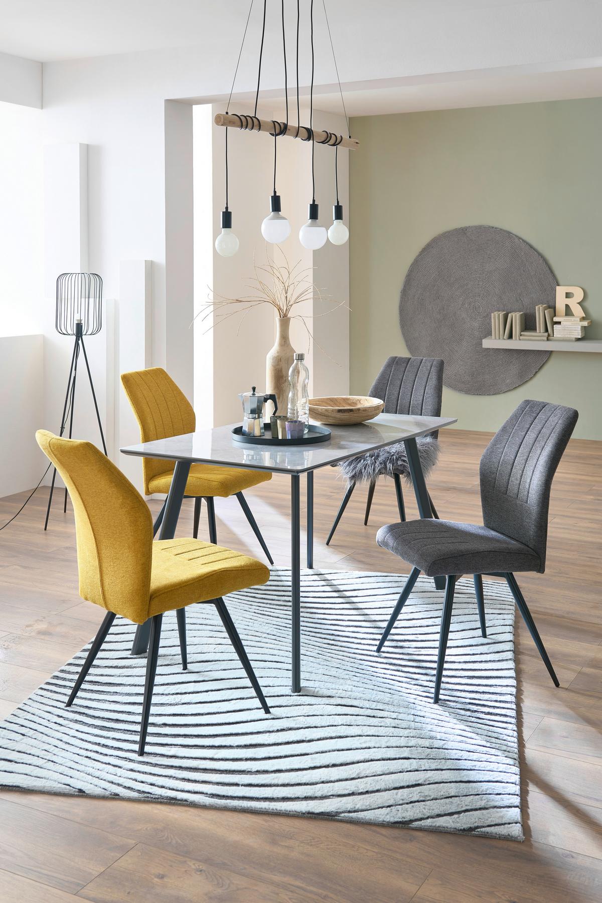 Jedálenský stôl GEORGE 140x80 - čierna/sivá, Konventionell, kov/kompozitné drevo (140/76/80cm)