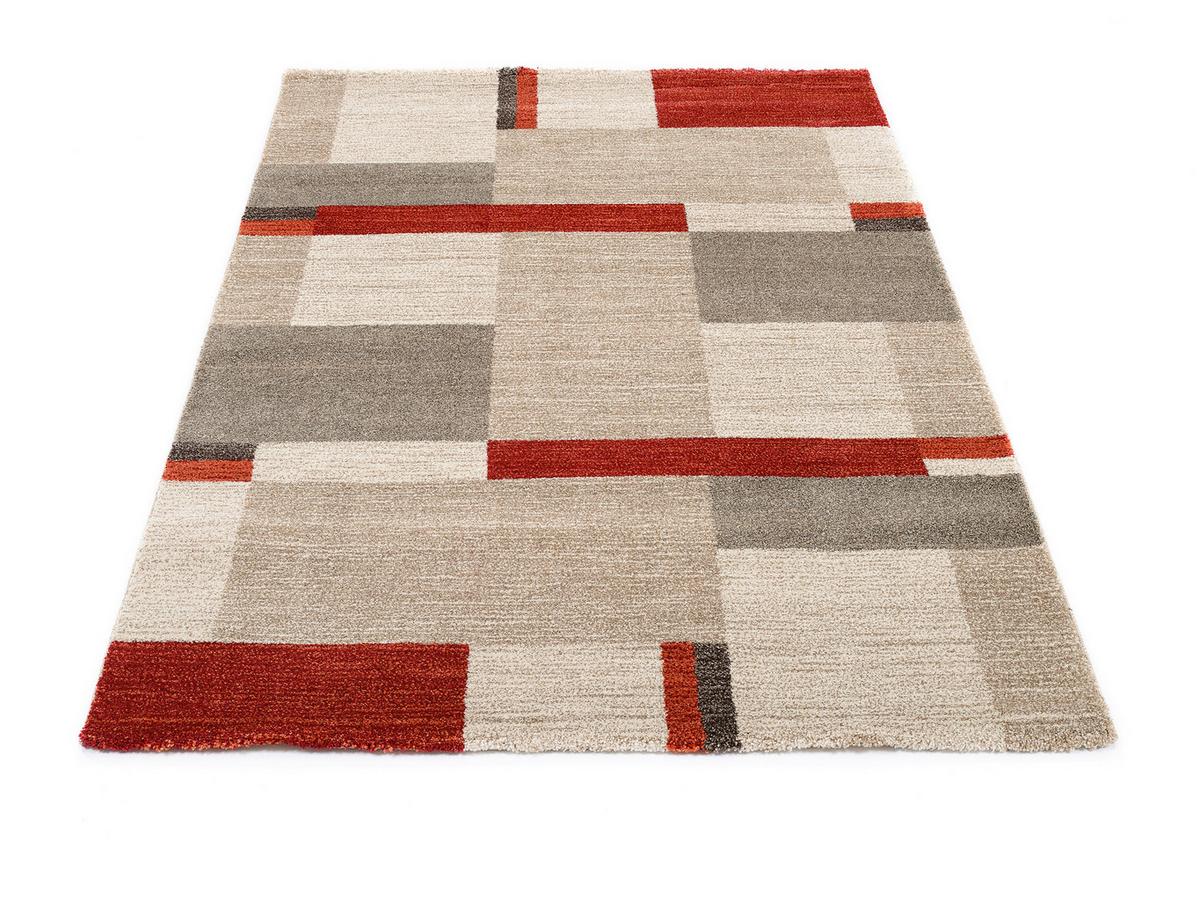Webteppich Palazzo Bloc Braun/Rot/Beige 200x290 cm - Beige/Rot, KONVENTIONELL, Textil (200/290cm) - Novel