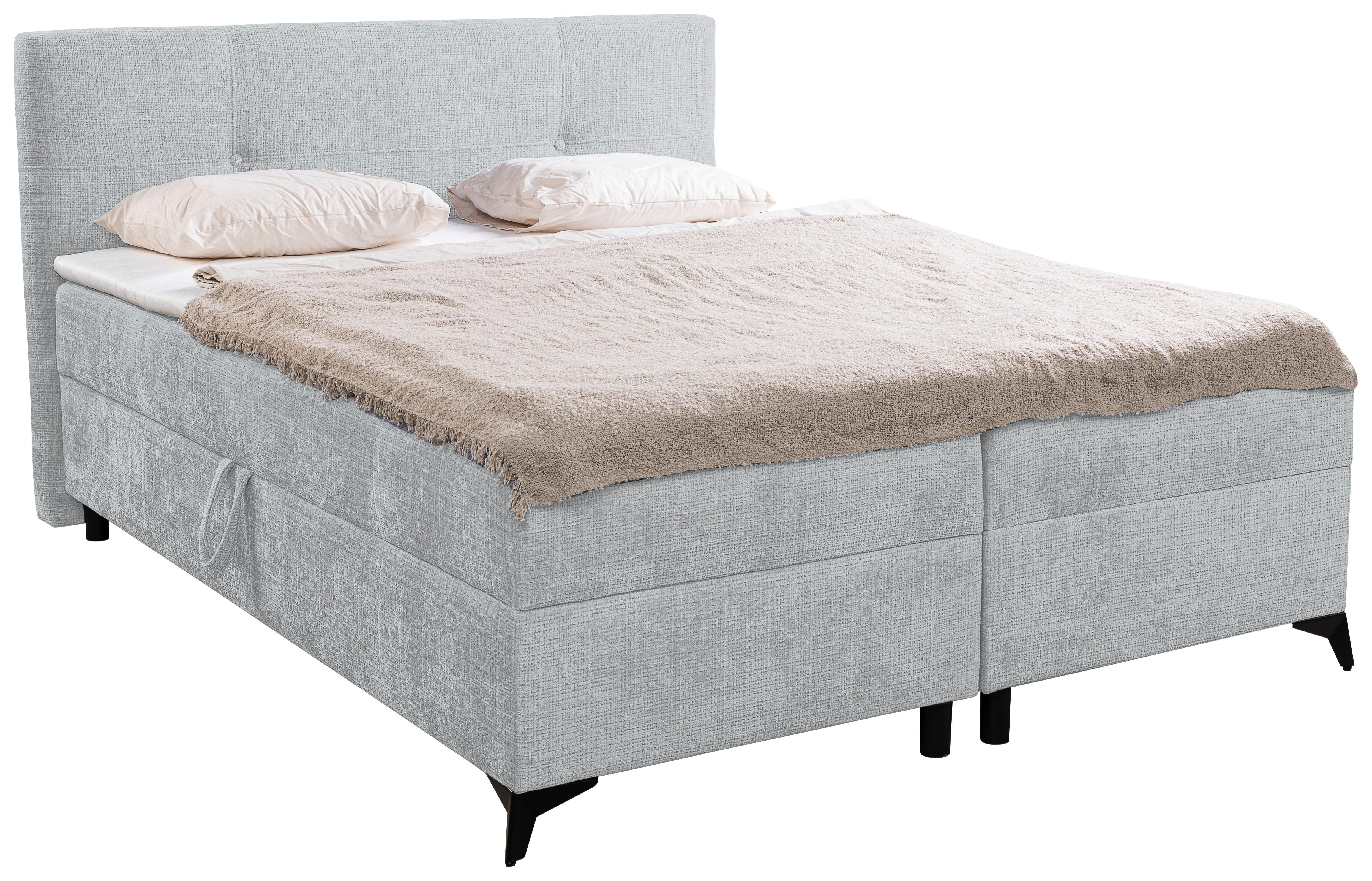 Boxbett mit Bettkasten Haga Hellgrau 180x200 cm - Hellgrau/Schwarz, MODERN, Holz/Kunststoff (180/200cm) - MID.YOU
