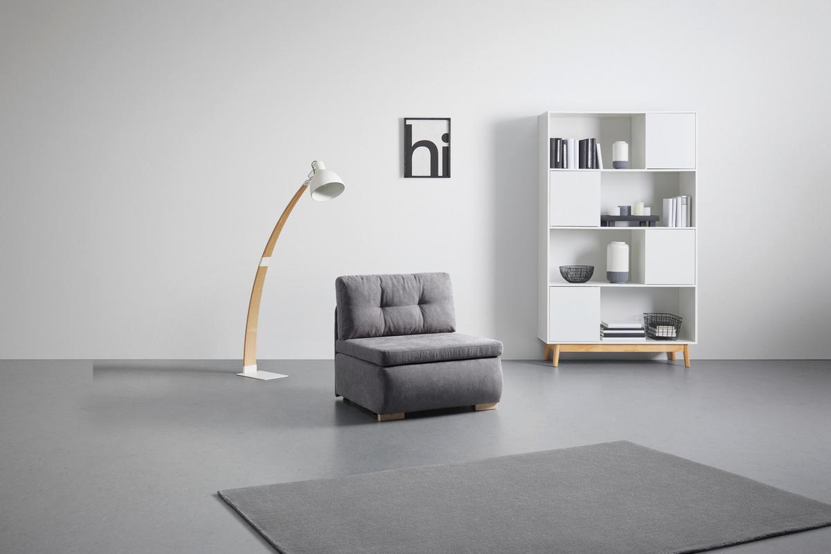 Rozkladacie kreslo MODENA s úložným priestorom a lôžkom - čierna/sivá, textil/plast (89/88/90cm) - Based