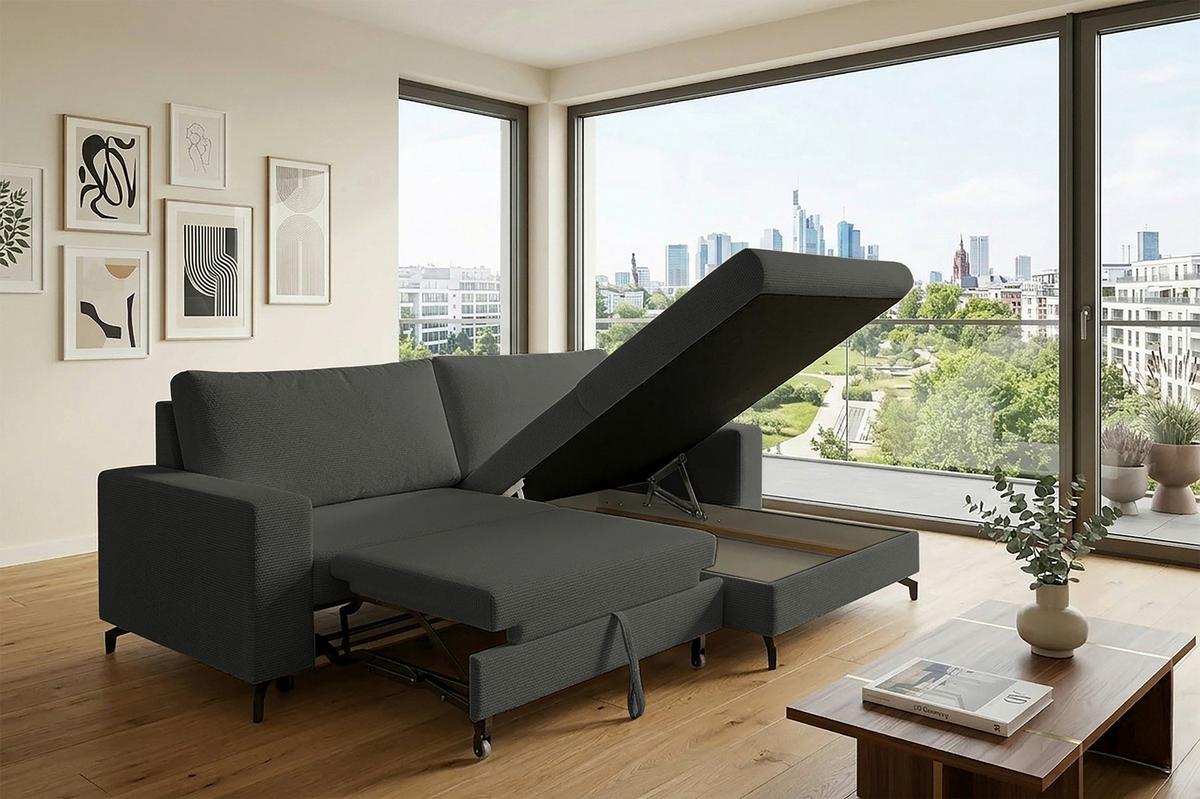 Ecksofa Clara Anthrazit B: 240 cm - Anthrazit, MODERN, Textil (240/87/177cm)