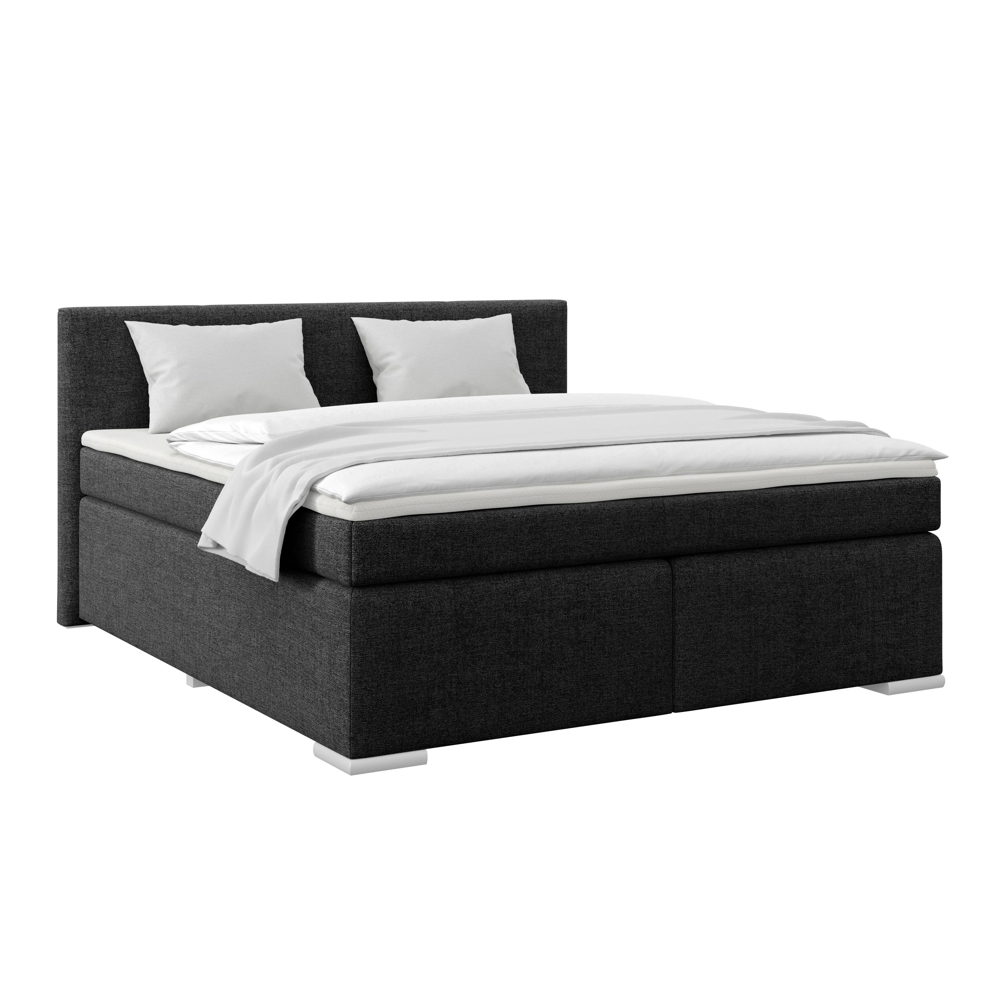 Boxspringbett Mira Webstoff Schwarz,lf: 180x200cm