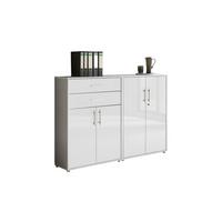 Aktenschrank Office Edition Grau/weiß Hg, B: 168,8 Cm - Weiß Hochglanz/Grau, MODERN, Holzwerkstoff (168,8/113,6/33cm) - MID.YOU