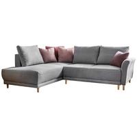 Sedací souprava s rozkladem LEA světle šedá - barvy borovice/světle šedá, Basics, dřevo/textil (198/240cm) - MID.YOU