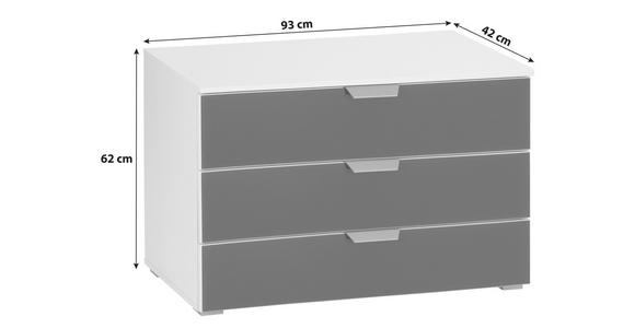 Nachtkästchen Weiß/Basaltglas H: 62 cm Bensheim - Dunkelgrau/Weiß, KONVENTIONELL, Glas/Holzwerkstoff (93/62/42cm) - James Wood