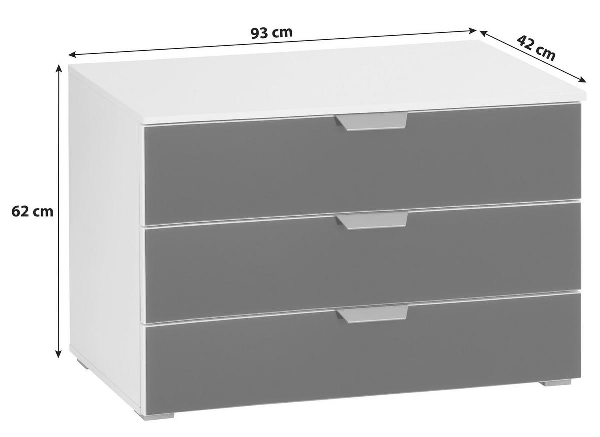 Nachtkästchen Weiß/Basaltglas H: 62 cm Bensheim - Dunkelgrau/Weiß, KONVENTIONELL, Glas/Holzwerkstoff (93/62/42cm) - James Wood