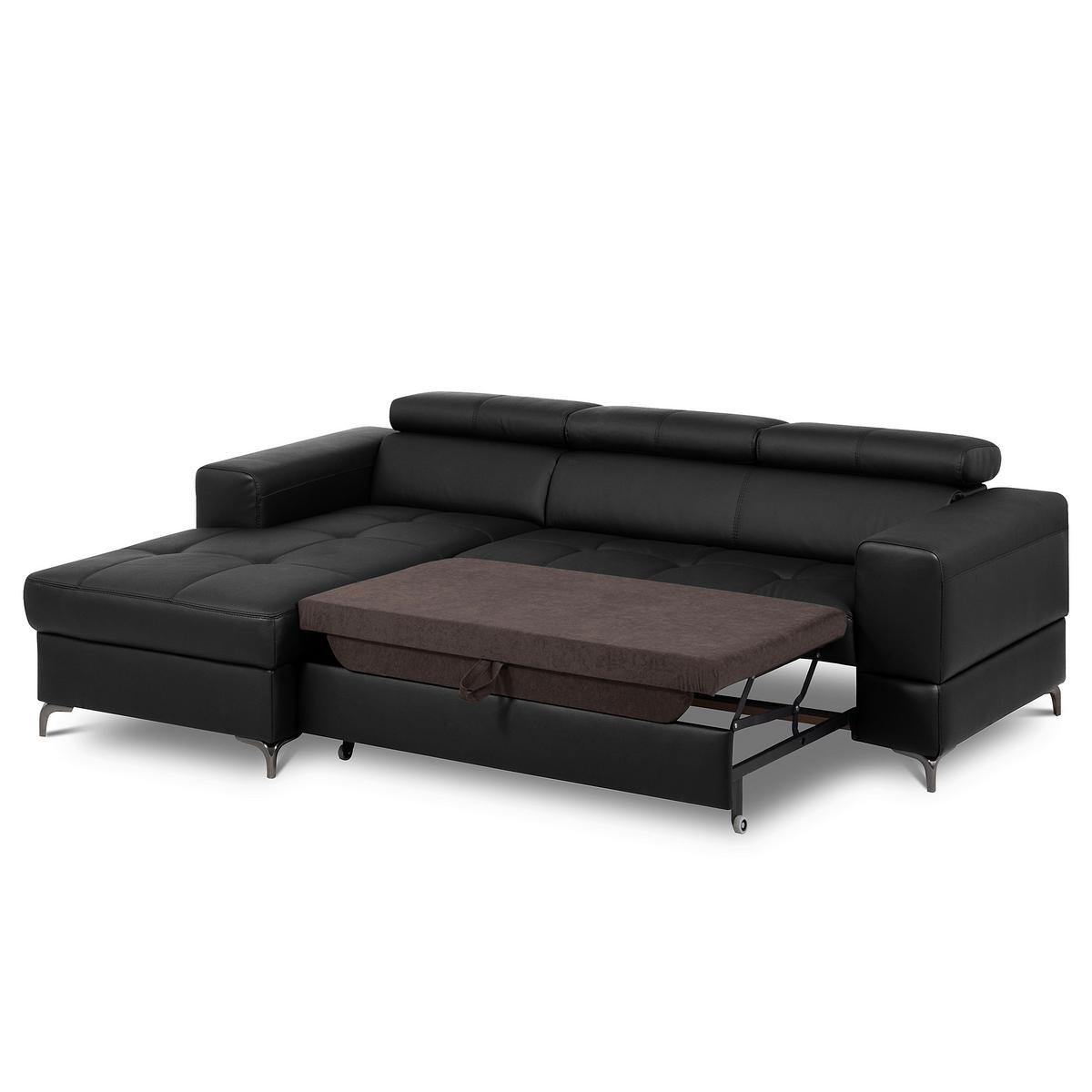 Ecksofa Torino Teilleder Schwarz 173x247 - Schwarz, Design, Leder/Textil (173/247cm) - Livetastic