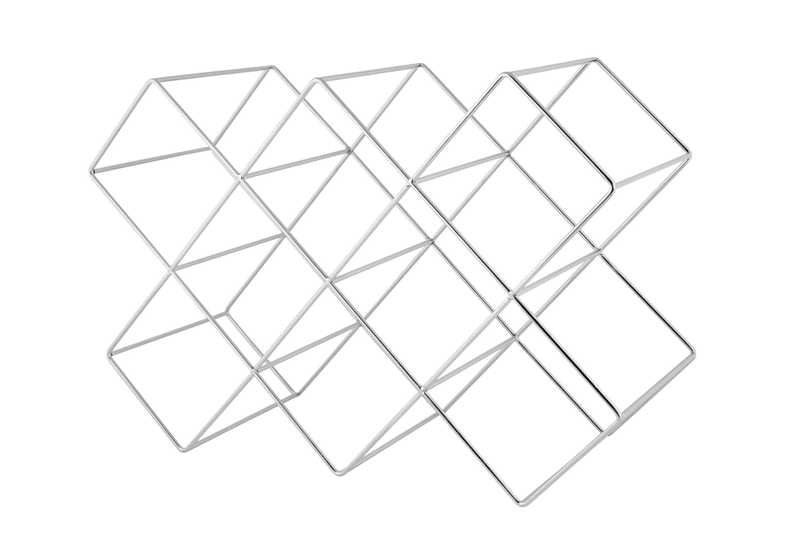 Weinregal Eisen Silberfarben 8 Flaschen BxH: 16,6x31cm - Silberfarben, Basics, Metall (46/16,6/31cm) - Echtwerk
