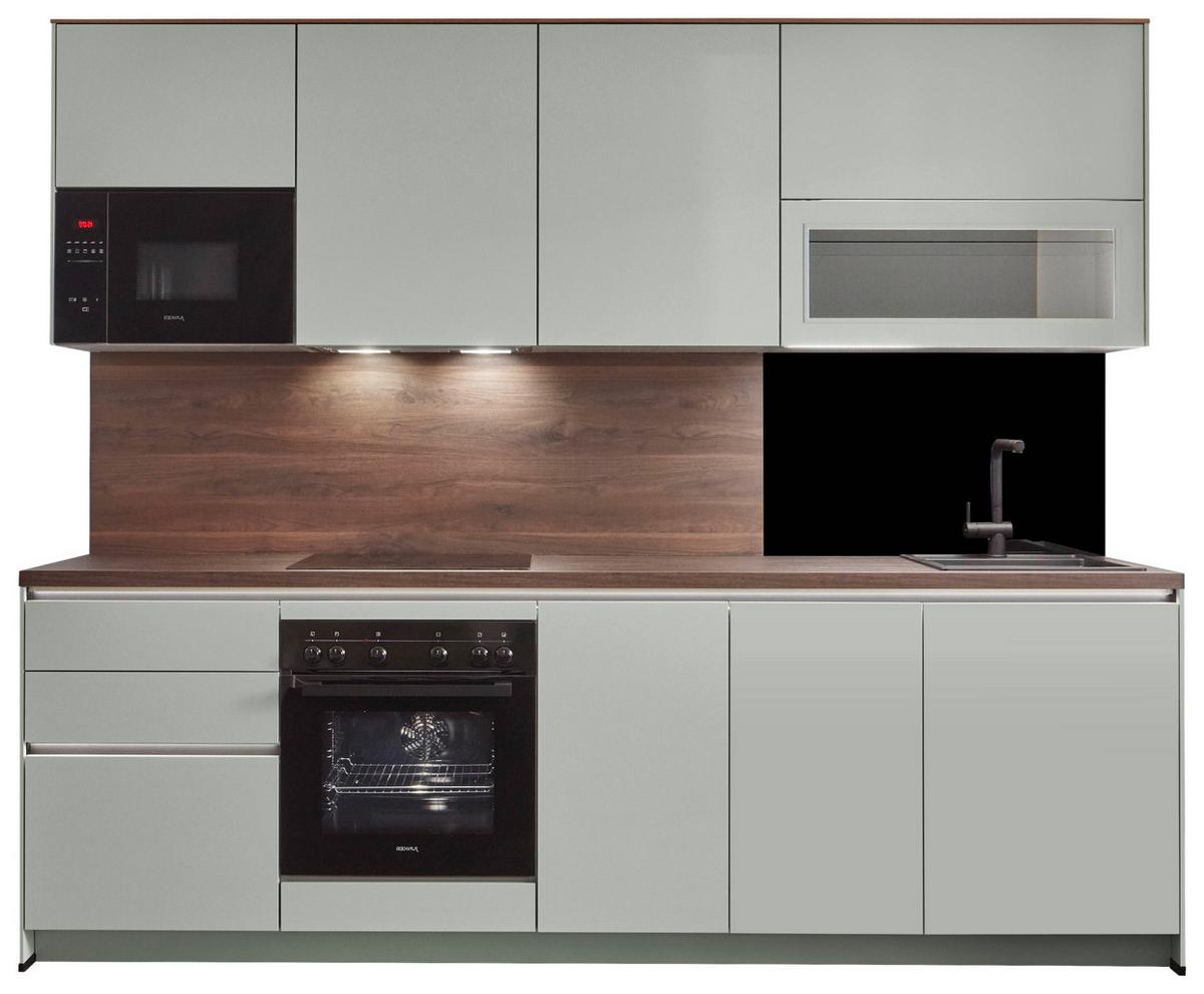 Küchenblock Sidney - Walnussfarben/Grau, Basics, Holzwerkstoff (272cm) - Vertico