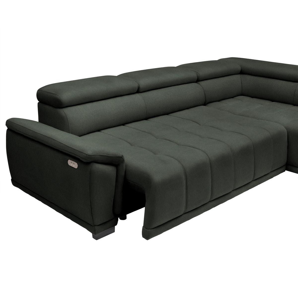 Rohová sedačka GRINALDI, pravá, tmavozelená - čierna/tmavozelená, Modern, textil/plast (283/206cm) - Premium Living