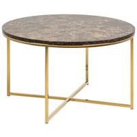 Couchtisch Rund Marmor-optik Alisma, Braun/goldfarben - Goldfarben/Braun, Trend, Holzwerkstoff/Metall (80/80/46cm) - Livetastic