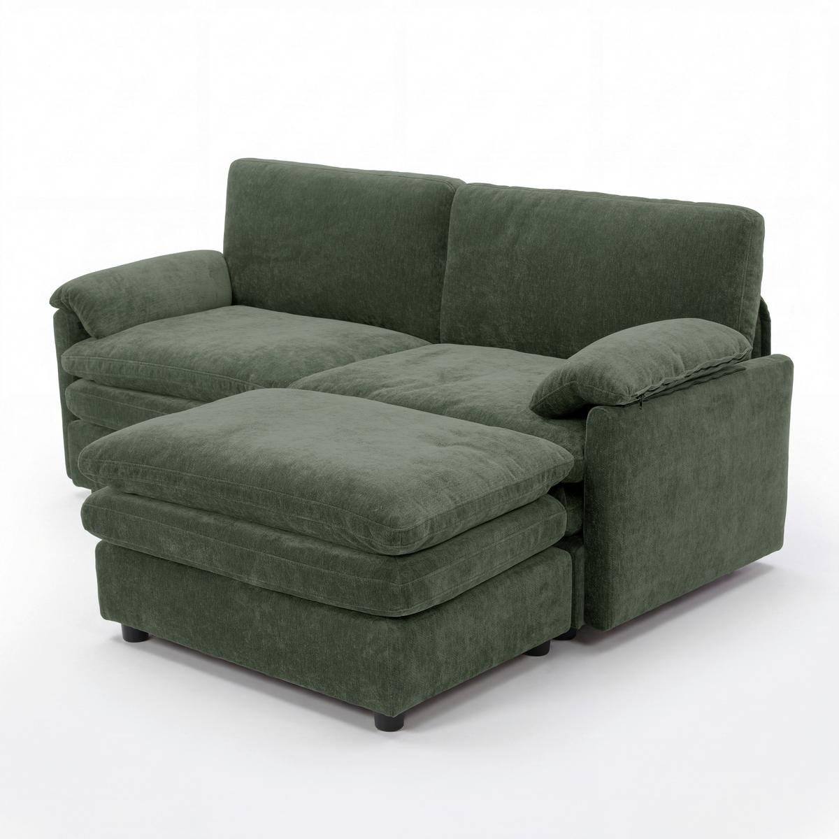 2-dielna súprava ALESSIA, zelená ženilka, max. 360 kg - čierna/zelená, Modern, drevo/textil (188/137cm) - Bessagi Home