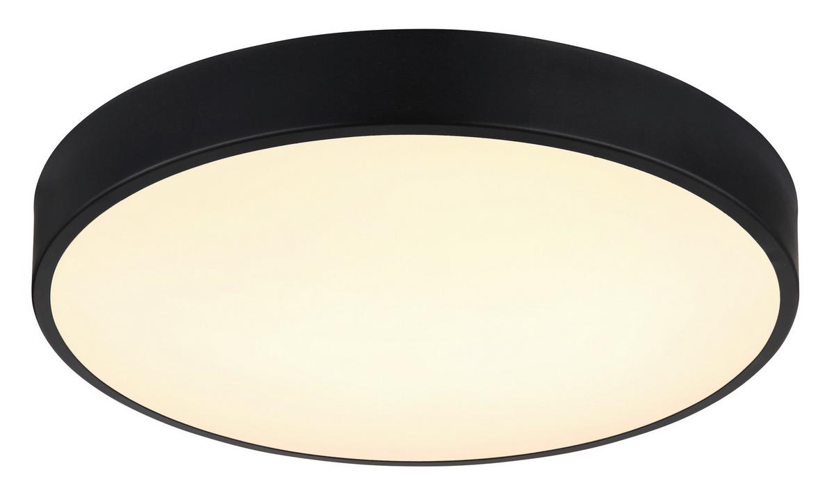 LED-Deckenleuchte Schwarz, 3000/4000/6000k - Opal/Schwarz, Basics, Kunststoff/Metall (37,8/7cm) - Globo