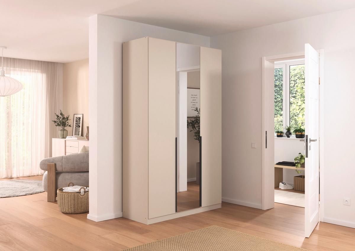 Drehtürenschrank Alabama-Super Mit Spiegel,champagner B:136cm - Champagner/Silberfarben, Trend, Holzwerkstoff (136/229/54cm)