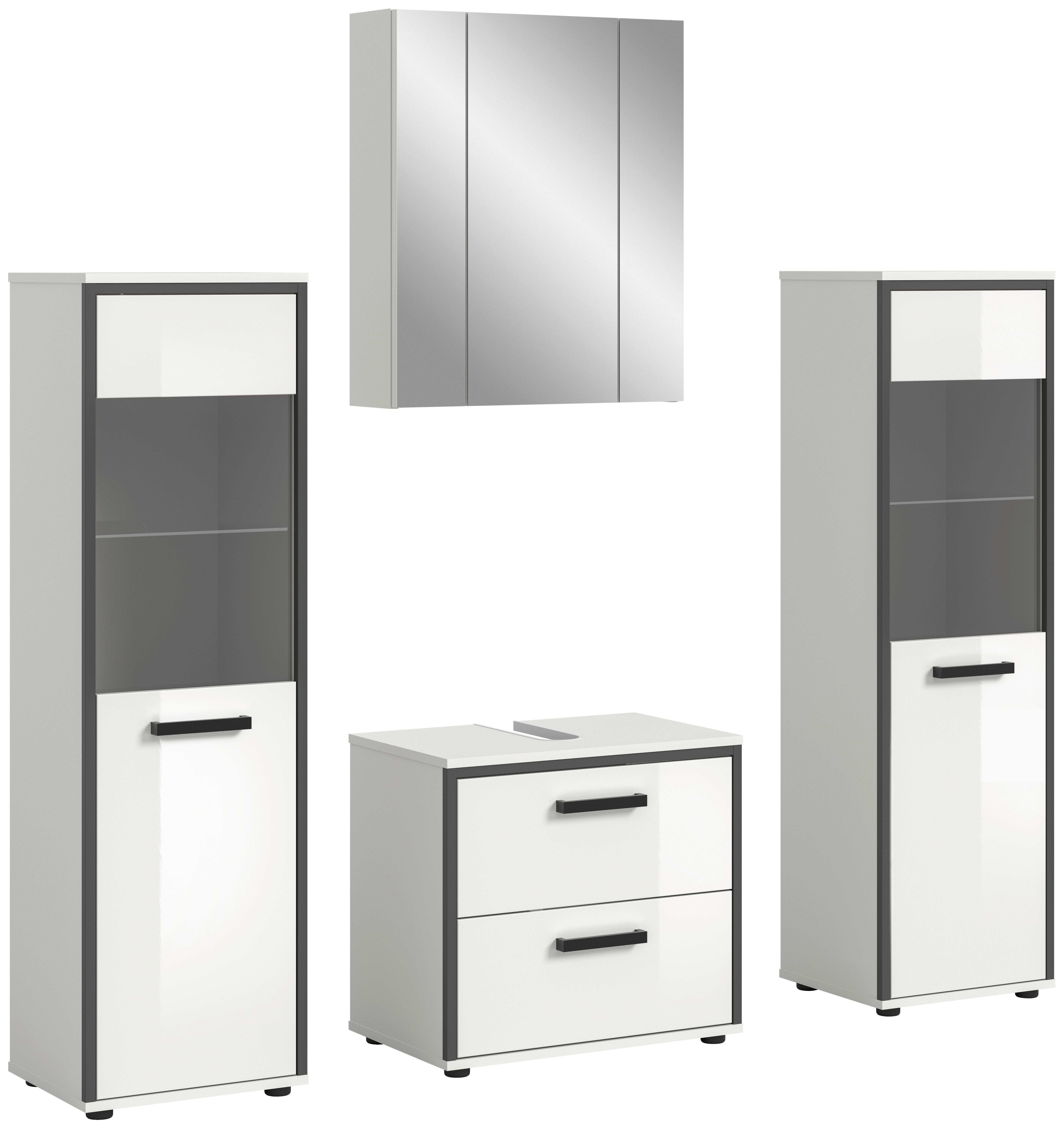 Badezimmer Kojak Weiß/schwarz K: 140 Cm - Weiß Hochglanz/Schwarz, MODERN, Holzwerkstoff (140cm) - MID.YOU