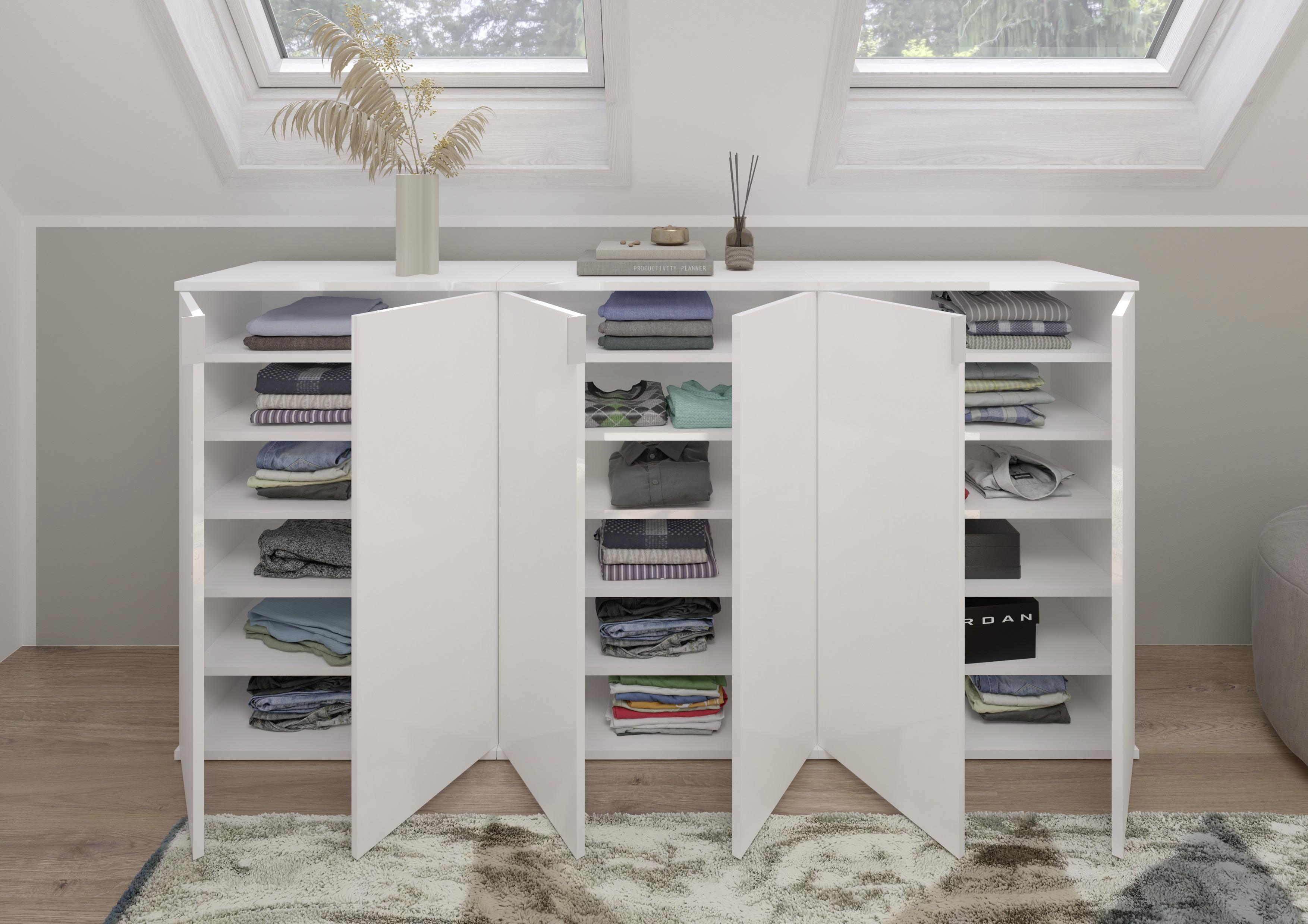 Korpus: Weiß hochglanz • Front: Weiß hochglanz • 2-türig/4 Einlegeböden • B/H/T: ca. 61/99/34cm