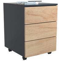 Rollcontainer Anthrazit/ Eiche Dekor Dalrosa 39x55x45cm - Honigeiche/Anthrazit, MODERN, Holzwerkstoff/Kunststoff (39/55/45cm) - MID.YOU