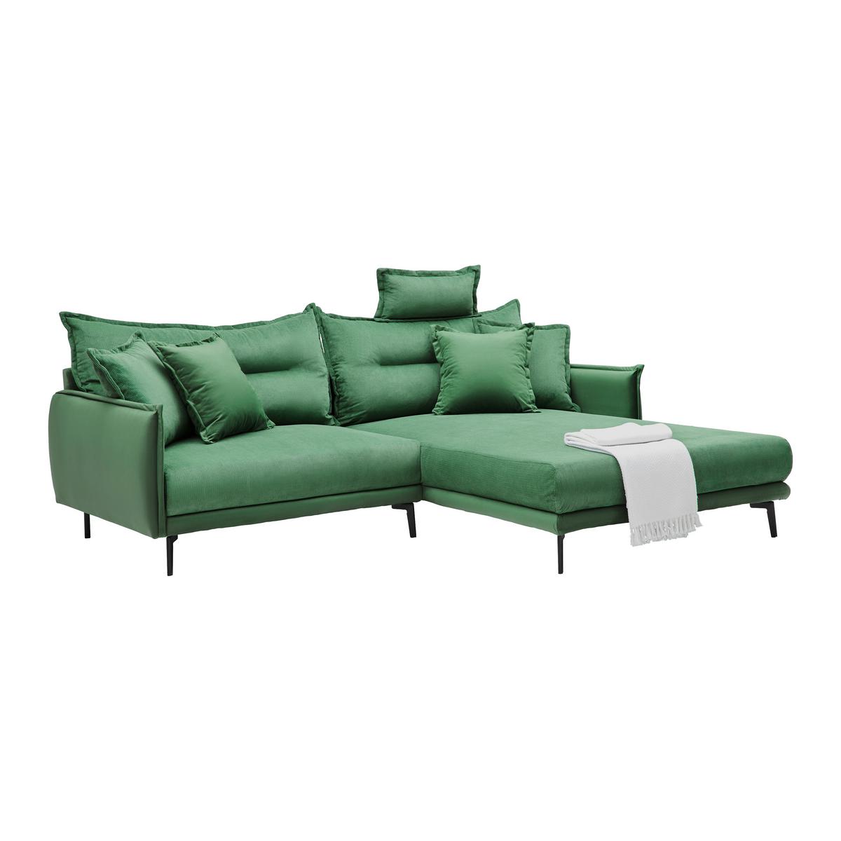 Rohová sedačka NUOVO, pravá, zelená - černá/zelená, Moderní, kov/textil (245/76-113/190cm) - Mömax