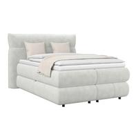 Boxspringbett Carmelo Creme 140x200 cm H3 - Creme/Schwarz, Trend, Textil (140/200cm)