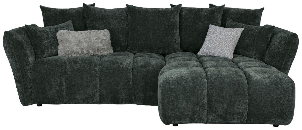 Univerzálna sedačka CAMMELLIO, tm.zelená ženilka, 7 vankúšov - čierna/tmavozelená, Modern, textil (296/189cm) - Mömax