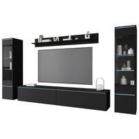 Wohnkombination 4 -Teilig. mit Led Vera || Schwarz - Graphitfarben/Schwarz, Design, Glas/Holzwerkstoff (240/130/33cm) - P & B