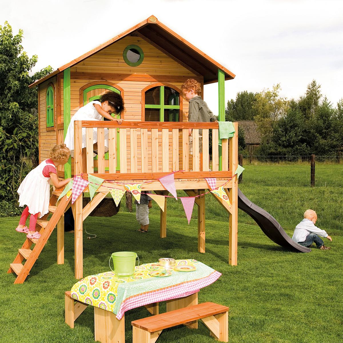 Spielhaus A030.041.80 - Braun/Grau, KONVENTIONELL, Holz/Kunststoff (380/274/212cm) - Ambia Garden