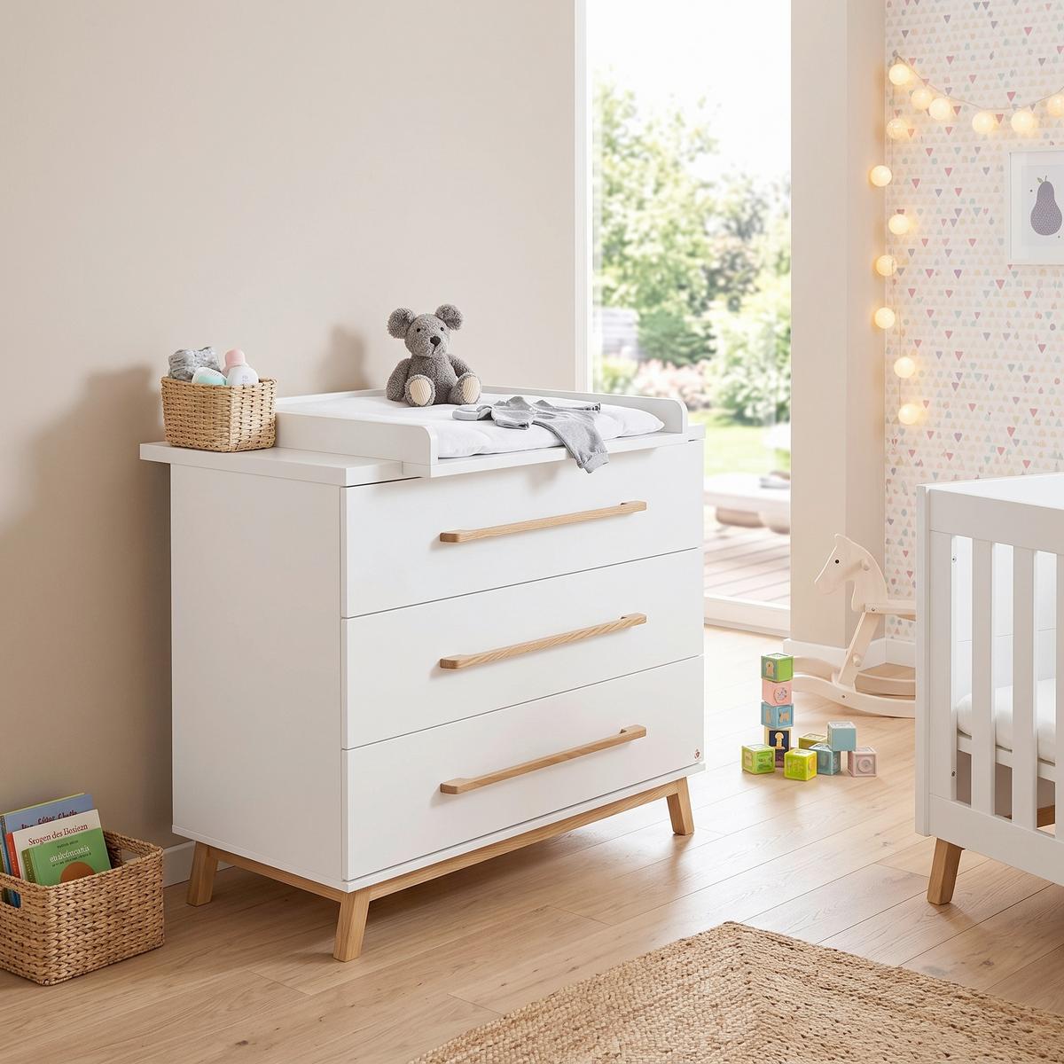 Wickelkommode Riva B: 115 cm Weiß - Weiß/Naturfarben, Design, Holz/Holzwerkstoff (115/106/79cm) - Pinolino