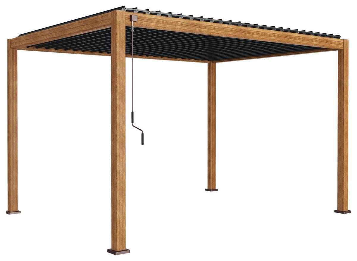PERGOLA DELUXE 400X300CM HOLZOPTIK - Anthrazit/Braun, MODERN, Metall (400/250/300cm) - Gardenson