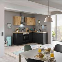 Eckküche Turin Schwarz/Eiche Dekor 210x165 cm - Schwarz/Eiche Artisan, Basics, Holzwerkstoff (210/165cm) - MID.YOU