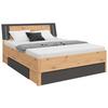 Posteľ s úložným priestorom Saturn 160x200cm - grafitová/dub artisan, Konventionell, kompozitné drevo (160/200cm)