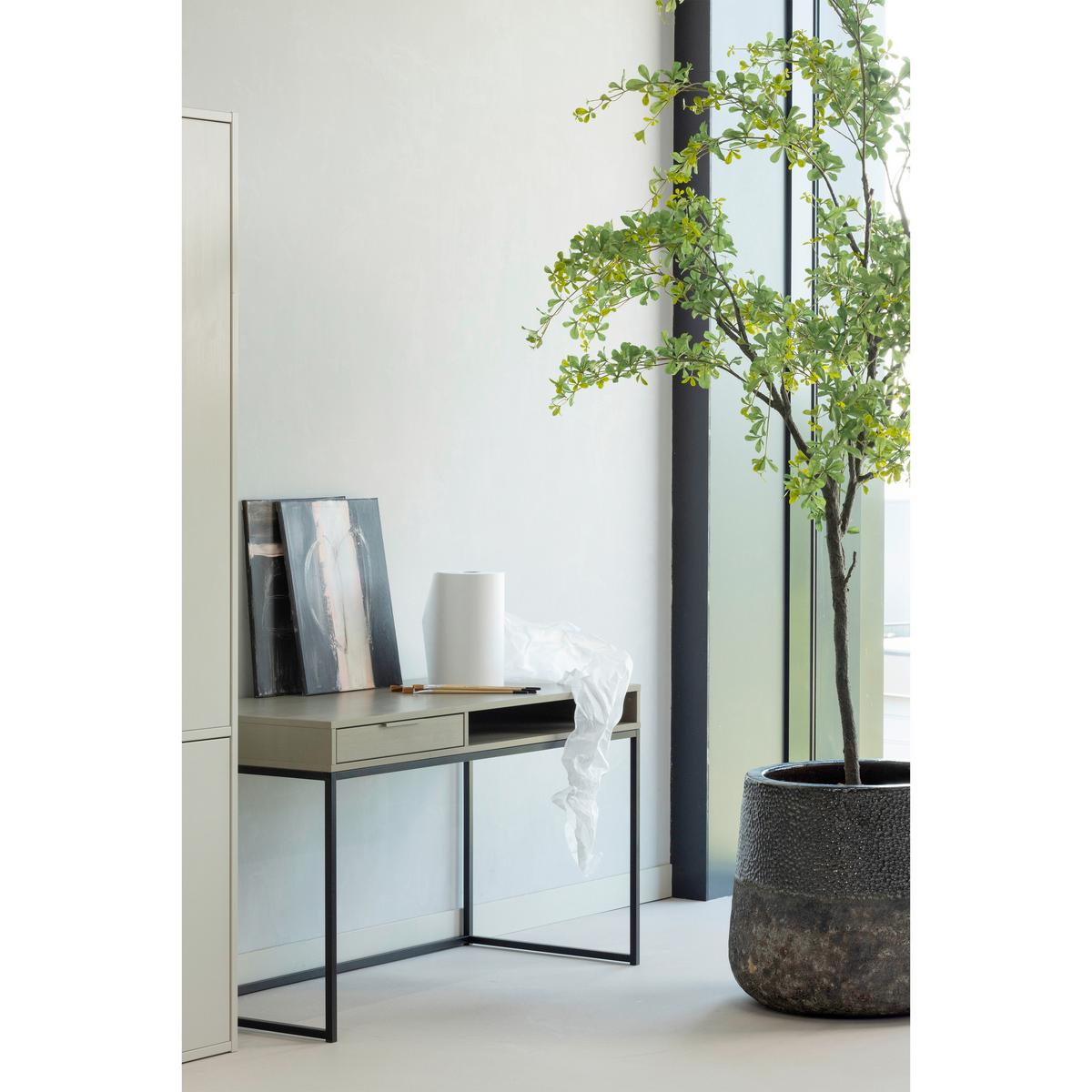 Schreibtisch Nore Schlammfarben B: 130 cm - Schlammfarben/Schwarz, MODERN, Holz/Metall (130/58/75cm) - Livetastic