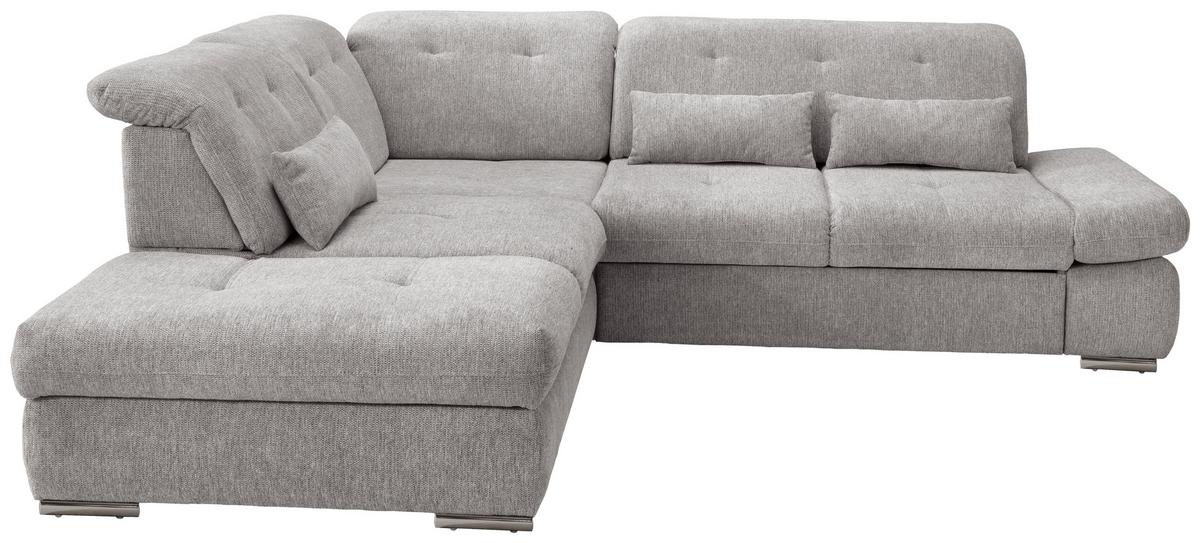 Ecksofa Dalida Grau S: 254x280 cm - Chromfarben/Grau, MODERN, Textil (254/280cm) - Livetastic