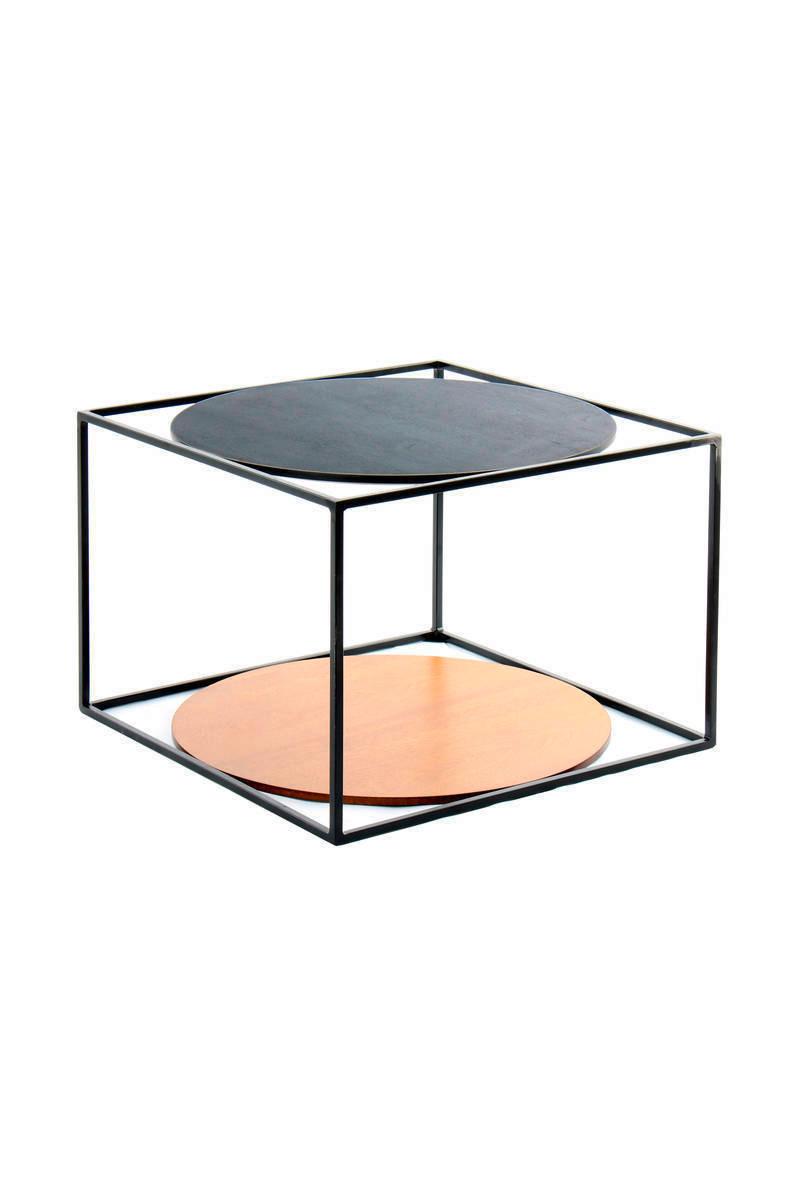 Beistelltisch In Würfelform Cody, Schwarz/Braun - Schwarz/Braun, Basics, Holzwerkstoff/Metall (50/50/36cm) - Kayoom