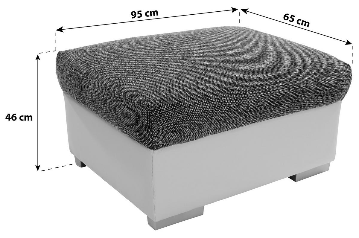 HOCKER Milla - Silberfarben/Schwarz, MODERN, Holz/Textil (95/46/65cm)