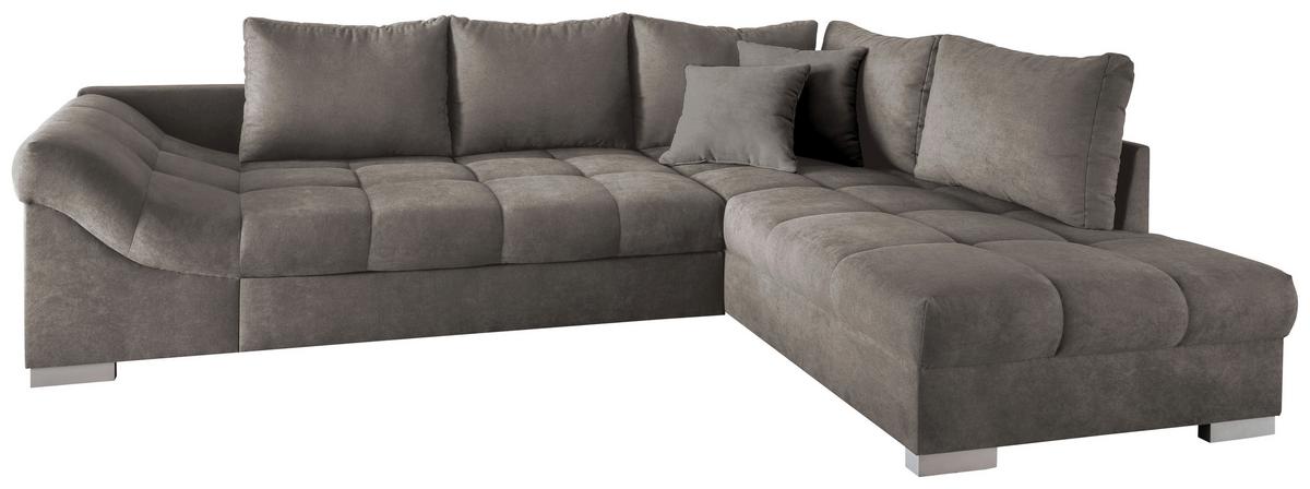 Eckschlafsofa Alvito Graubraun S: 298/202 cm - Graubraun/Silberfarben, Design, Textil (298/202cm) - MID.YOU